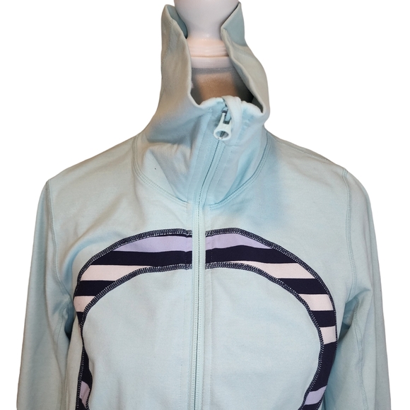 Lululemon In Stride Jacket Heathered Aquamarine / Discover Stripe  Deep Indigo - Picture 6 of 13